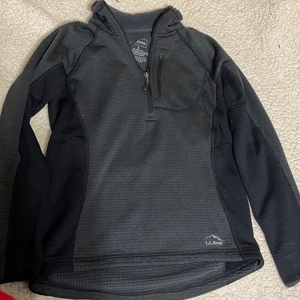 Grey and Black 1/4 Zip LL Bean Grid Fleece